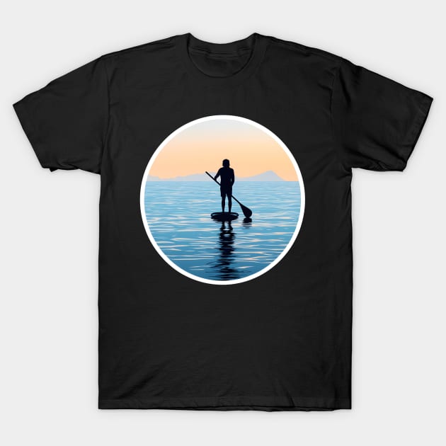 Tranquil Dawn Paddleboarding Experience T-Shirt by AIHRGDesign